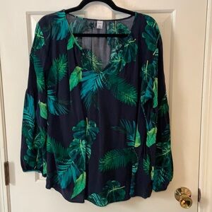 Old Navy Monstera Fern Plant Blouse AS IS (see description)